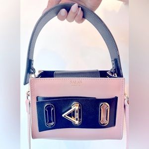 SALAR Pink Leather crossbody satchel handbag purse black bag ITALY